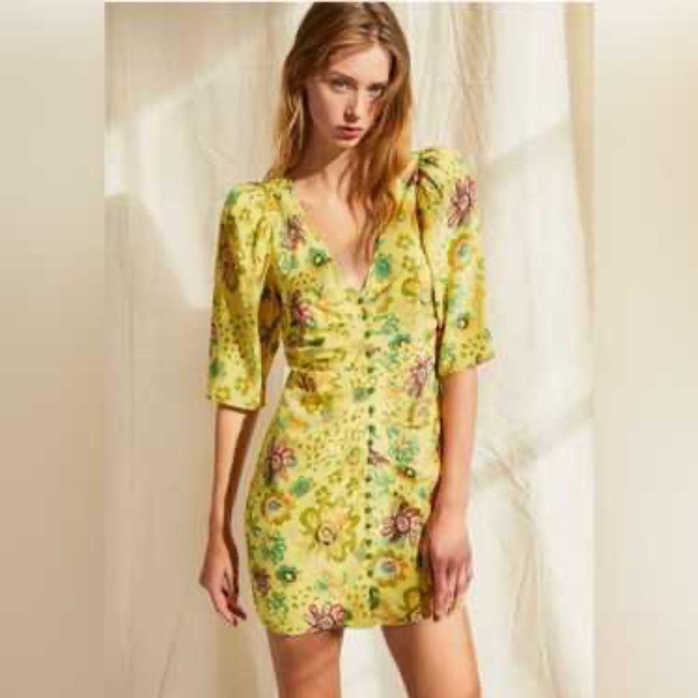 WILFRED - Jewell Detail Puff Sleeve Rouched Dress